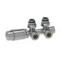 Elego Chrome Modern TRV H Block Angled Thermostatic Radiator Valves With Lockshield