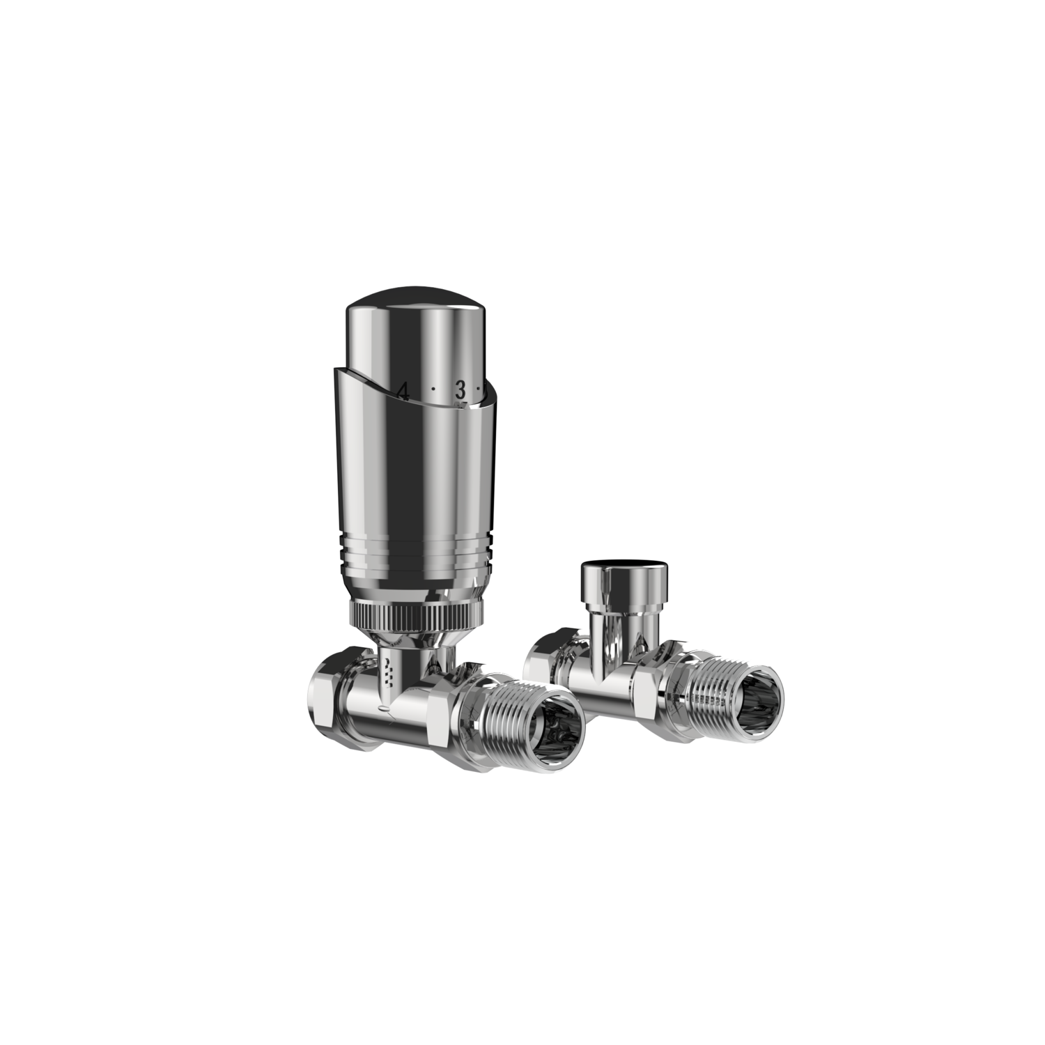 Elego Chrome Modern TRV Straight Thermostatic Radiator Valves With ...