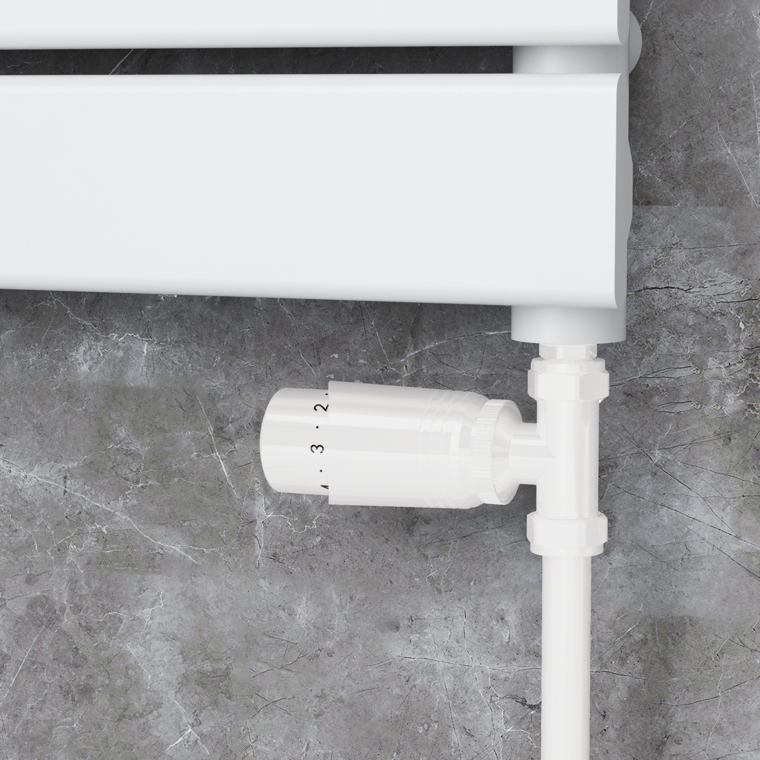 Elego White Modern Trv Straight Thermostatic Radiator Valves With Lockshield