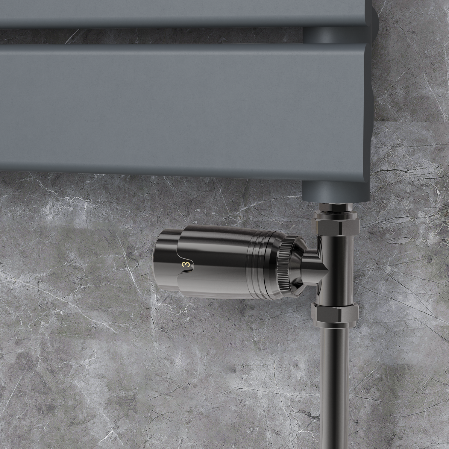Elego Black Nickel Modern Trv Straight Thermostatic Radiator Valves With Lockshield