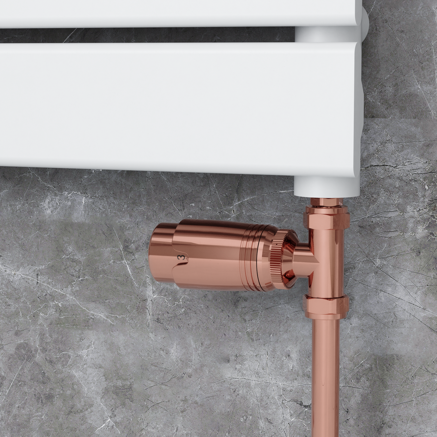 Elego Copper Modern Trv Straight Thermostatic Radiator Valves With Lockshield