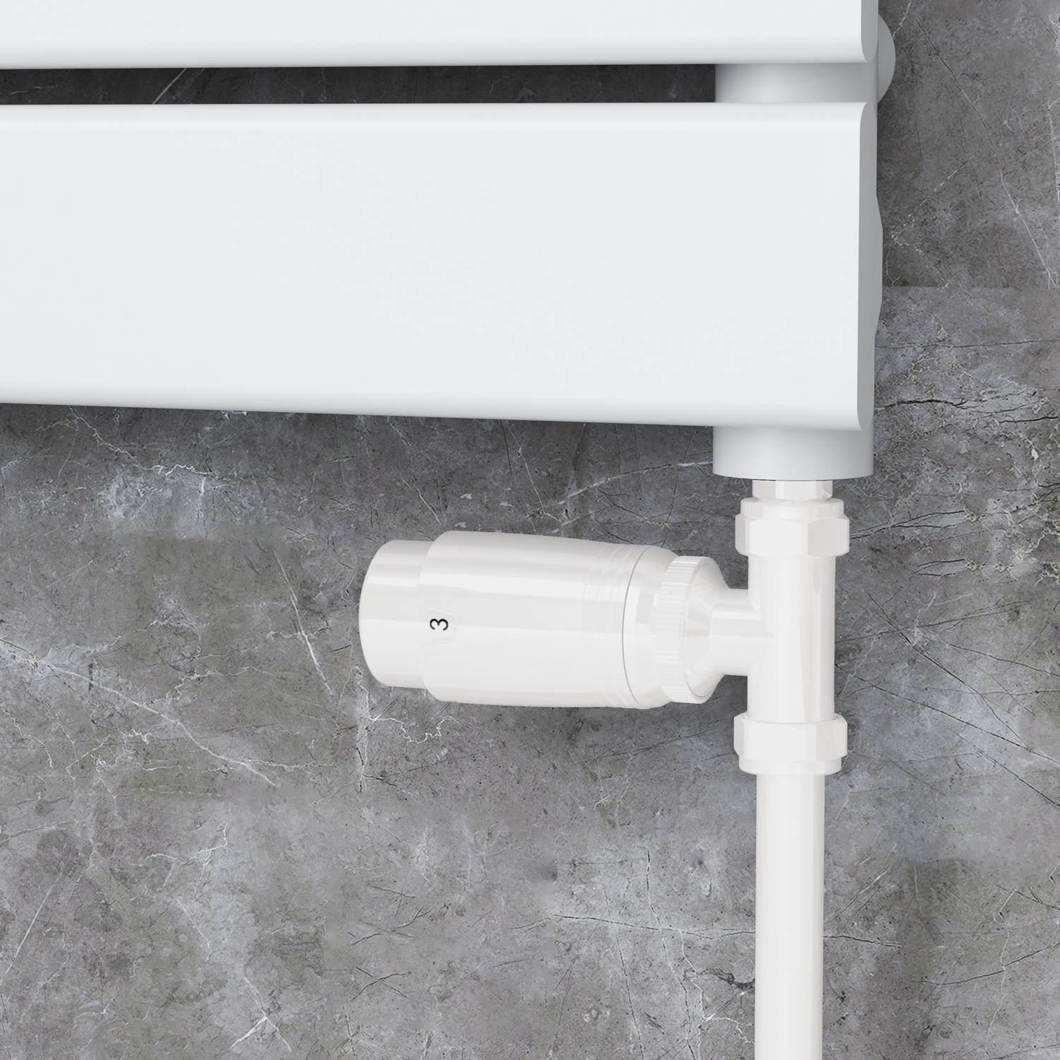 Elego White Modern Trv Straight Thermostatic Radiator Valves With Lockshield