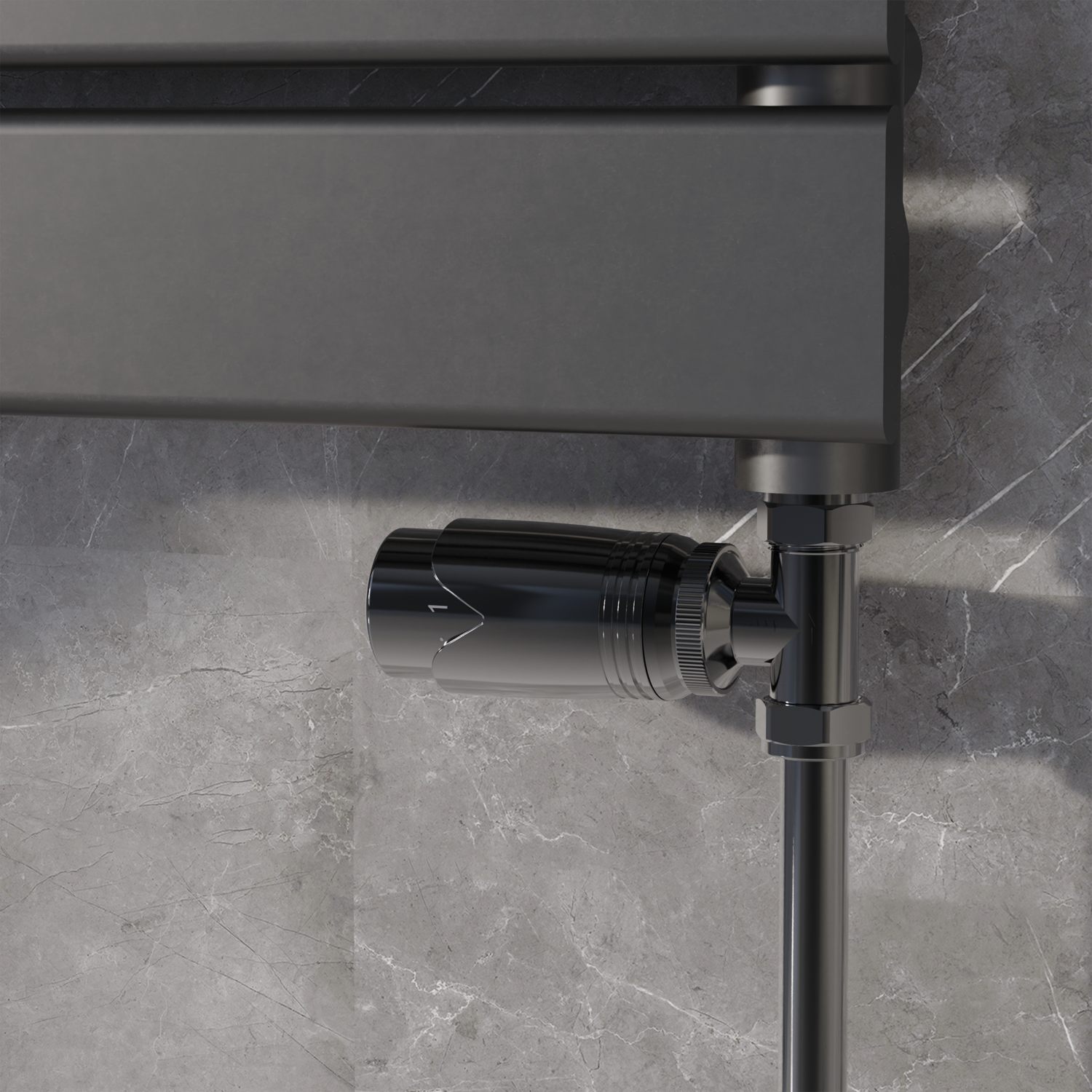 Elego Black Nickel Modern Trv Straight Thermostatic Radiator Valves With Lockshield