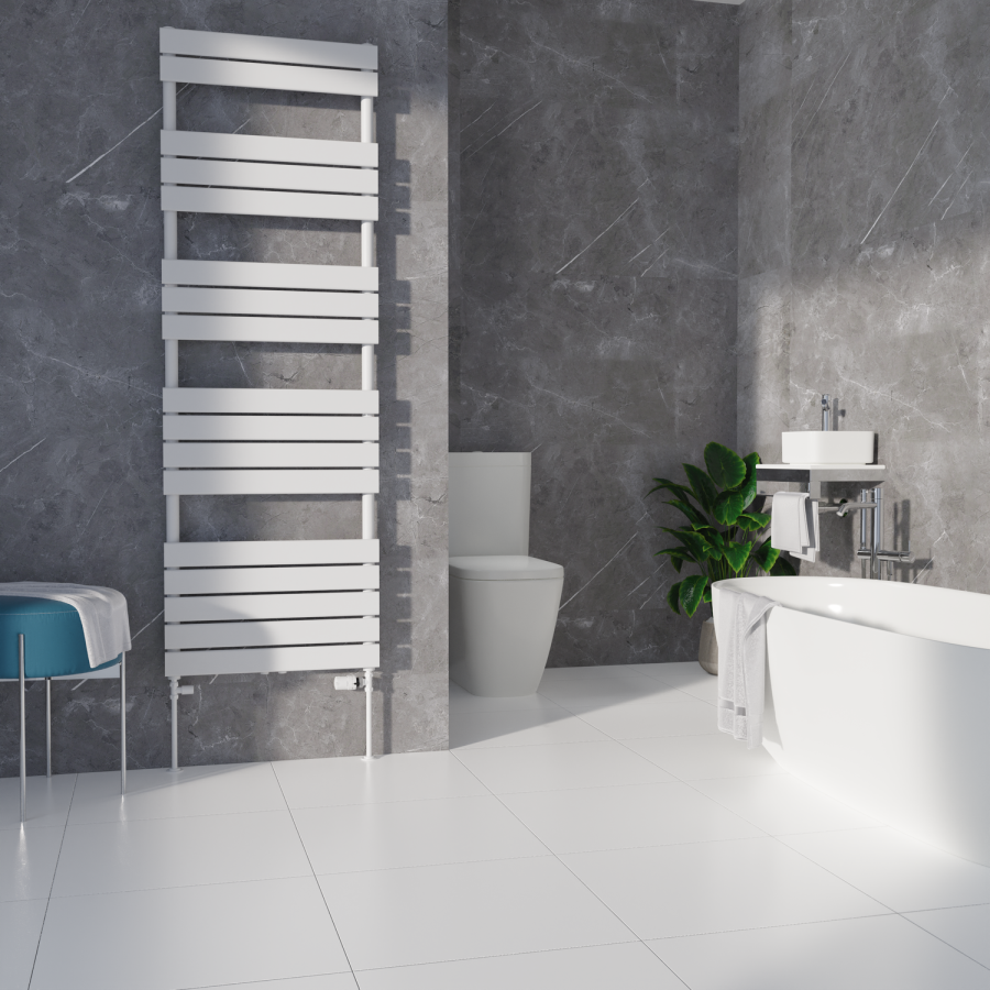 Elego White Modern TRV Straight Thermostatic Radiator Valves With Lockshield