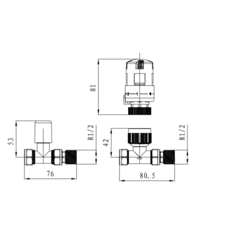 Elego White Modern TRV Straight Thermostatic Radiator Valves With Lockshield