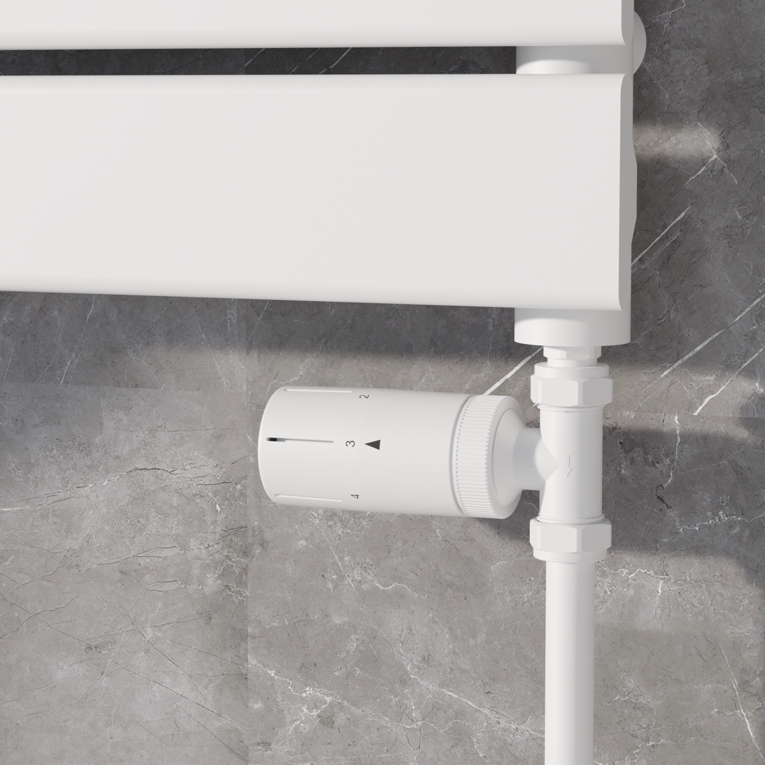 Elego White Modern Trv Straight Thermostatic Radiator Valves With Lockshield