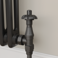 Maesta Matte Black Traditional TRV Angled Thermostatic Radiator Valves With Lockshield Maesta Matte Black Traditional TRV Angled Thermostatic Radiator Valves With Lockshield
