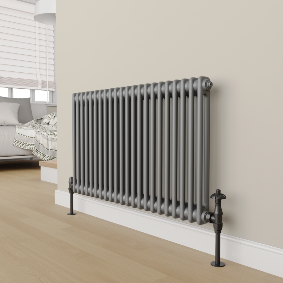 Maesta Matte Black Traditional TRV Angled Thermostatic Radiator Valves With Lockshield