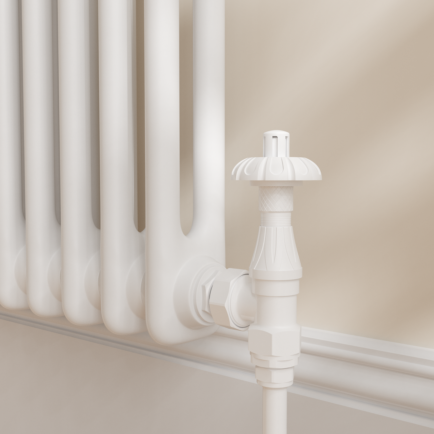 Maesta White Traditional Trv Angled Thermostatic Radiator Valves With Lockshield
