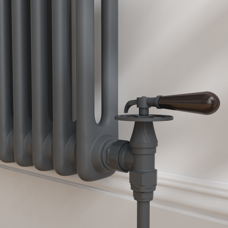 Maesta Anthracite Gray Traditional Manual Angled Radiator Valves With Lockshield