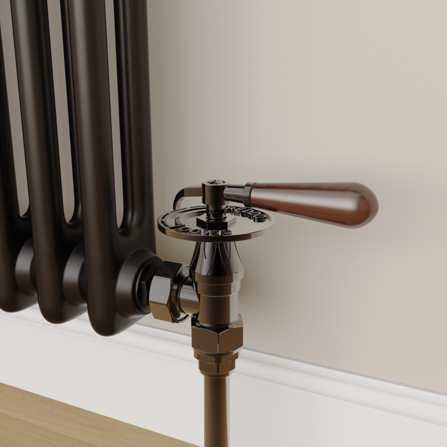 Elego Black Nickel Traditional Manual Angled Radiator Valves With Lockshield