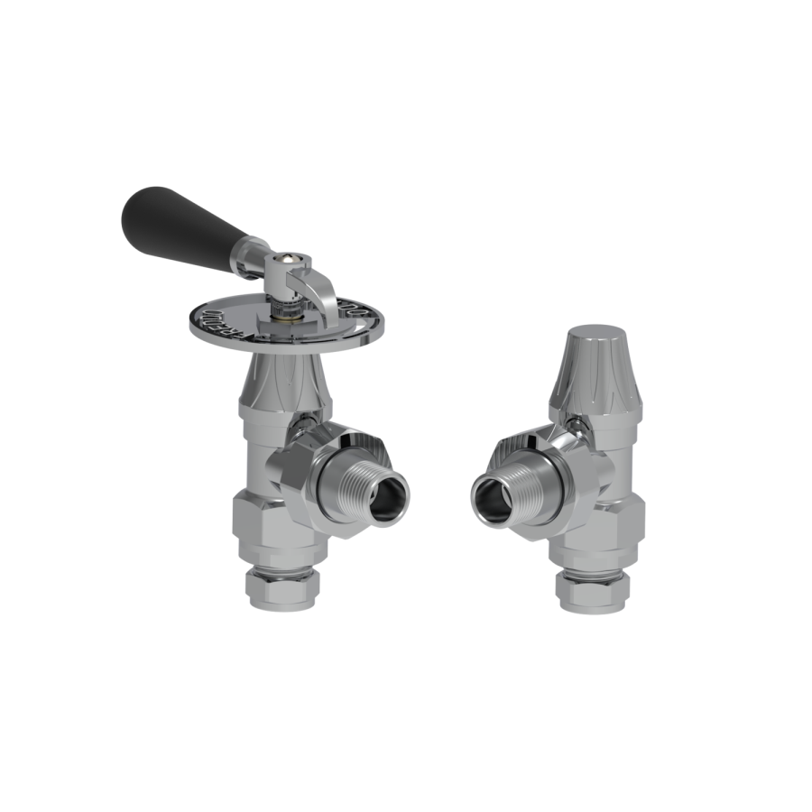 Maesta Chrome Traditional Manual Angled Radiator Valves With Lockshield