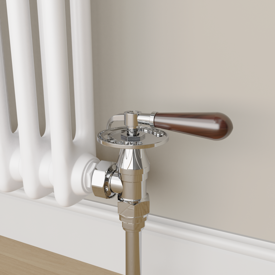 Maesta Chrome Traditional Manual Angled Radiator Valves With Lockshield