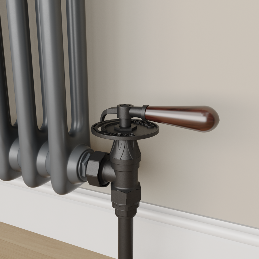Maesta Matte Black Traditional Manual Angled Valves With Lockshield