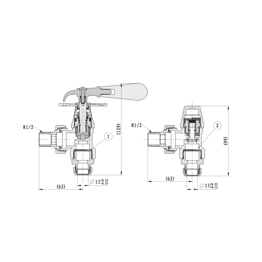 Maesta White Traditional Manual Angled Radiator Valves With Lockshield