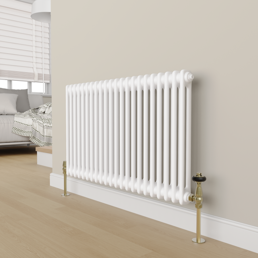 Maesta Antique Brass Traditional TRV Angled Thermostatic Radiator Valves With Lockshield