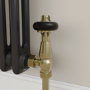 Maesta Antique Brass Traditional TRV Angled Thermostatic Radiator Valves With Lockshield