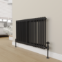 Maesta Matte Black Traditional TRV Angled Thermostatic Radiator Valves With Lockshield
