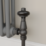 Maesta Matte Black Traditional TRV Angled Thermostatic Radiator Valves With Lockshield