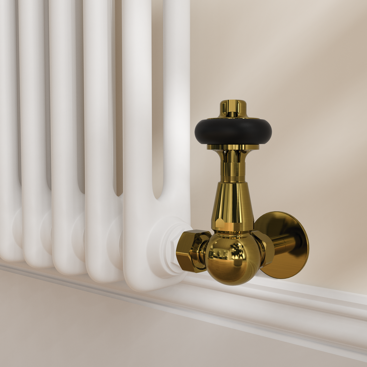 Maesta Brass Brushed Traditional Trv Corner Thermostatic Radiator Valves With Lockshield