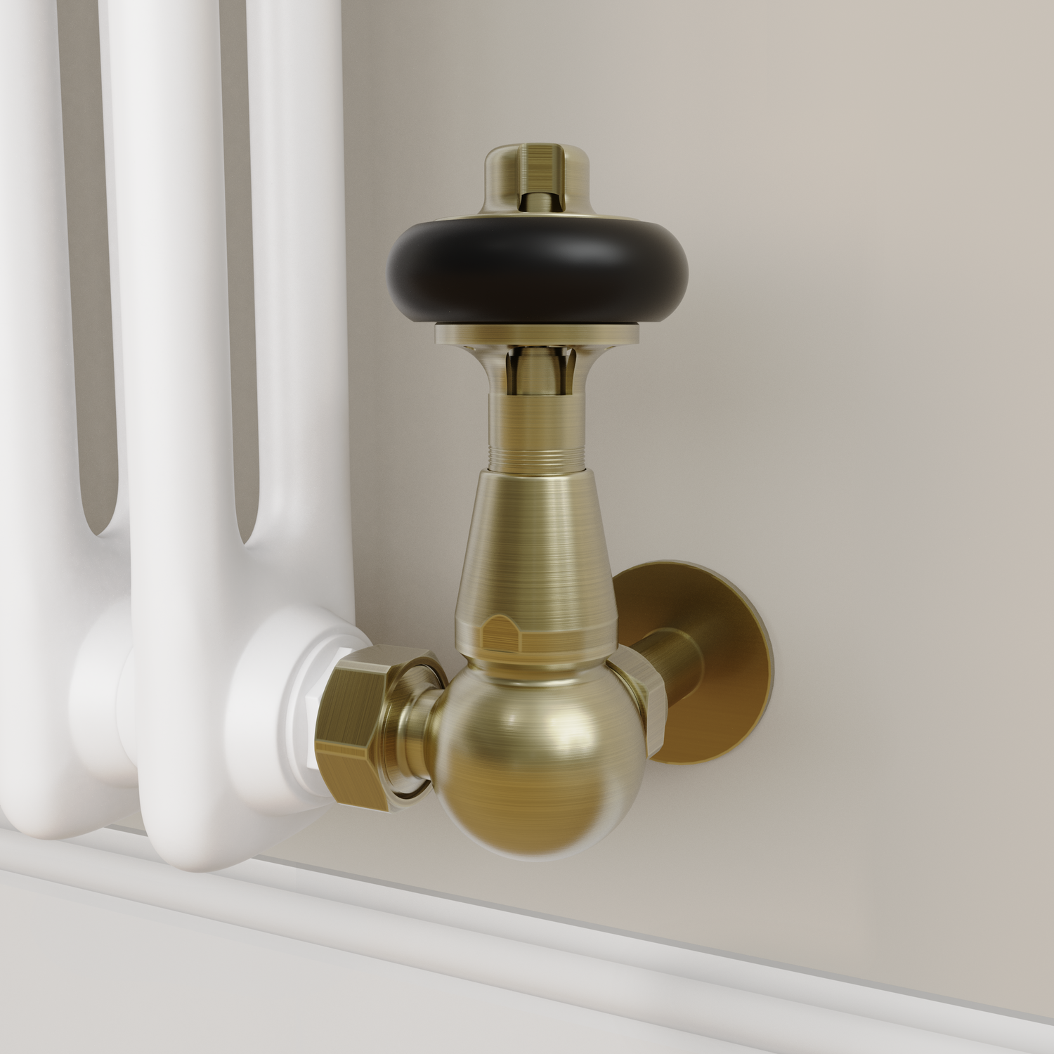 Maesta Brass Antique Traditional Trv Corner Thermostatic Radiator Valves With Lockshield
