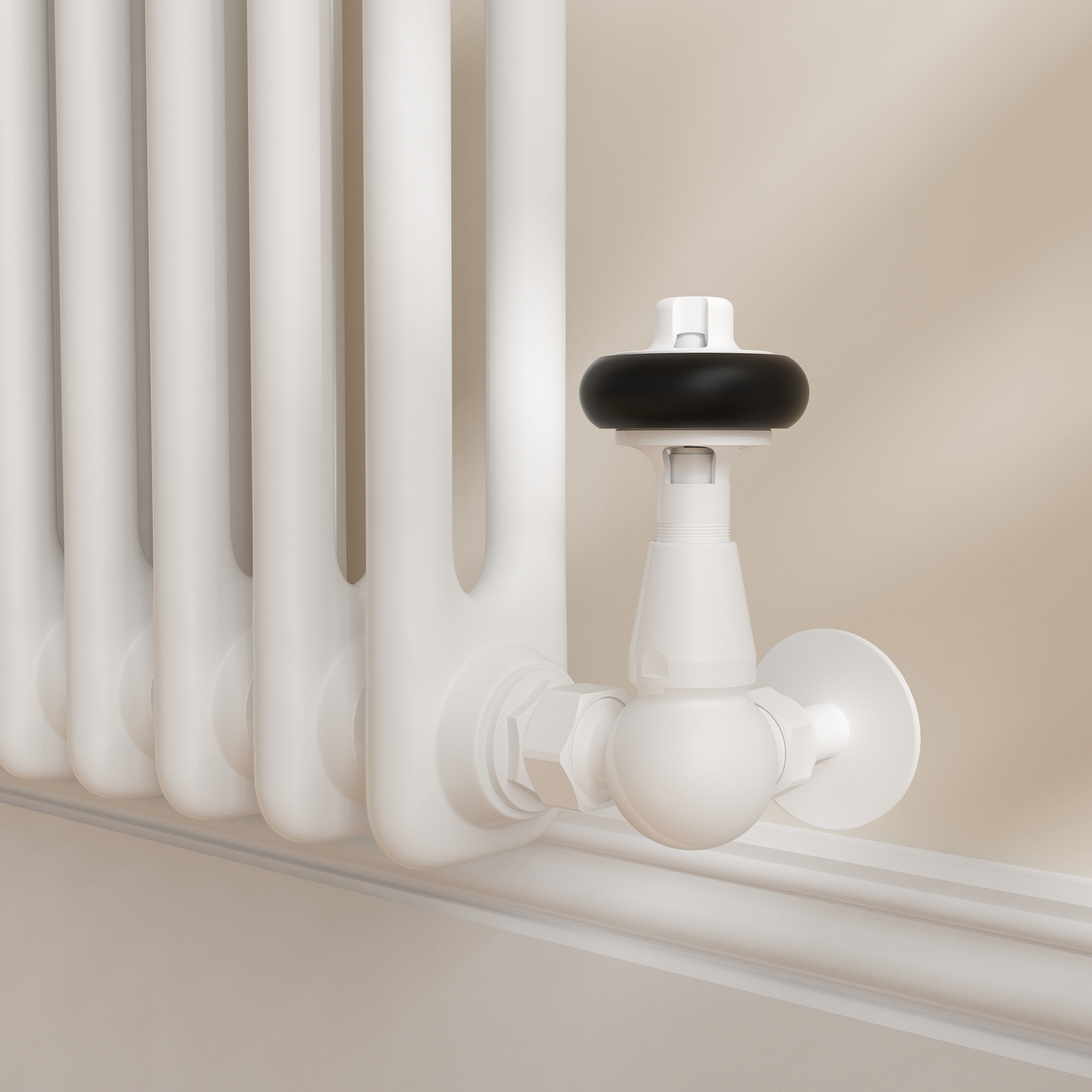 Maesta White Traditional Trv Corner Thermostatic Radiator Valves With Lockshield