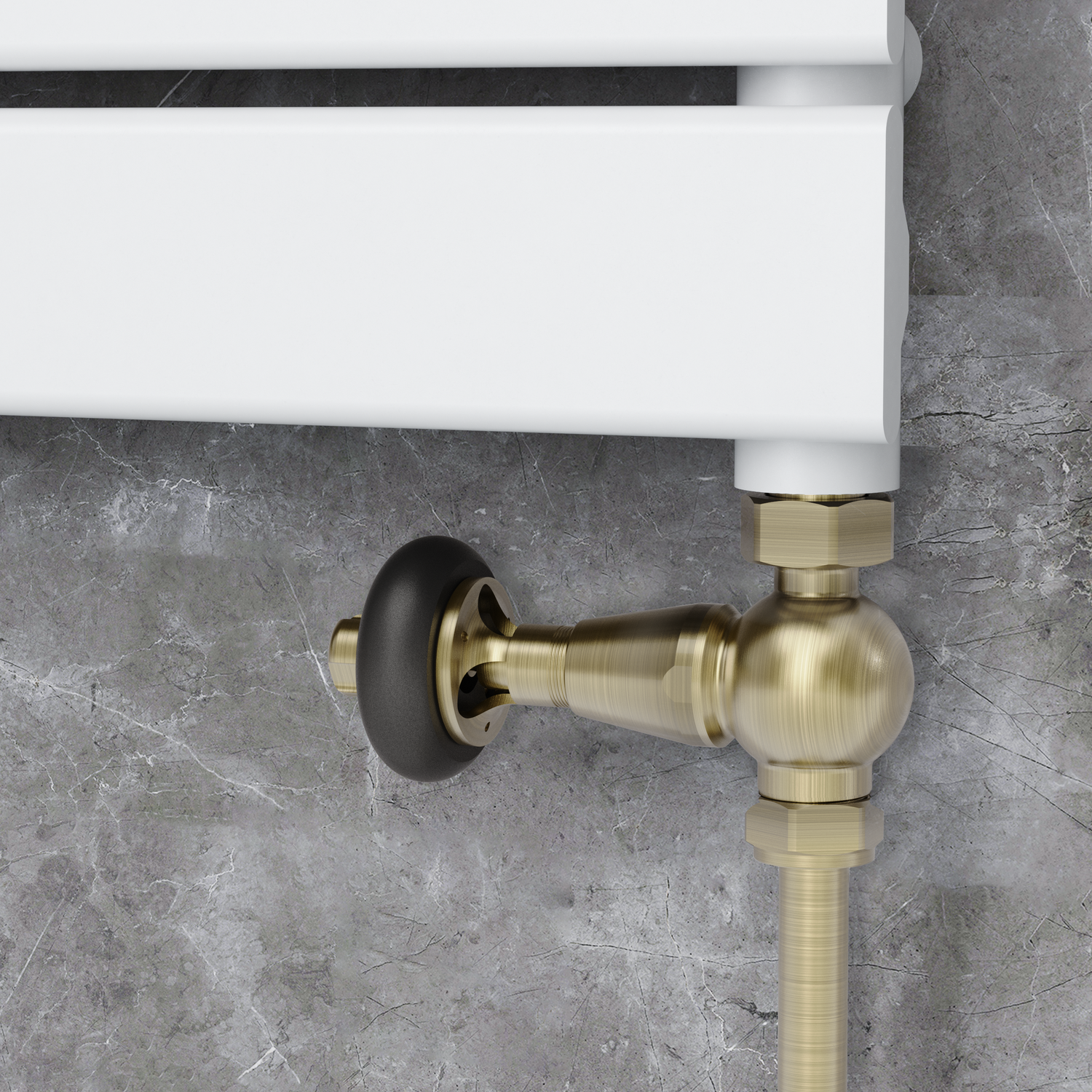 Maesta Brass Antique Traditional Trv Straight Thermostatic Radiator Valves With Lockshield