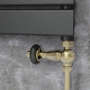 Elego Antique Brass Traditional TRV Straight Thermostatic Radiator Valves With Lockshield