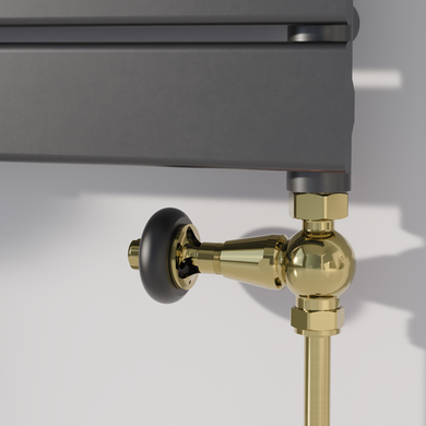 Maesta Brushed Brass Traditional TRV Straight Thermostatic Radiator Valves With Lockshield