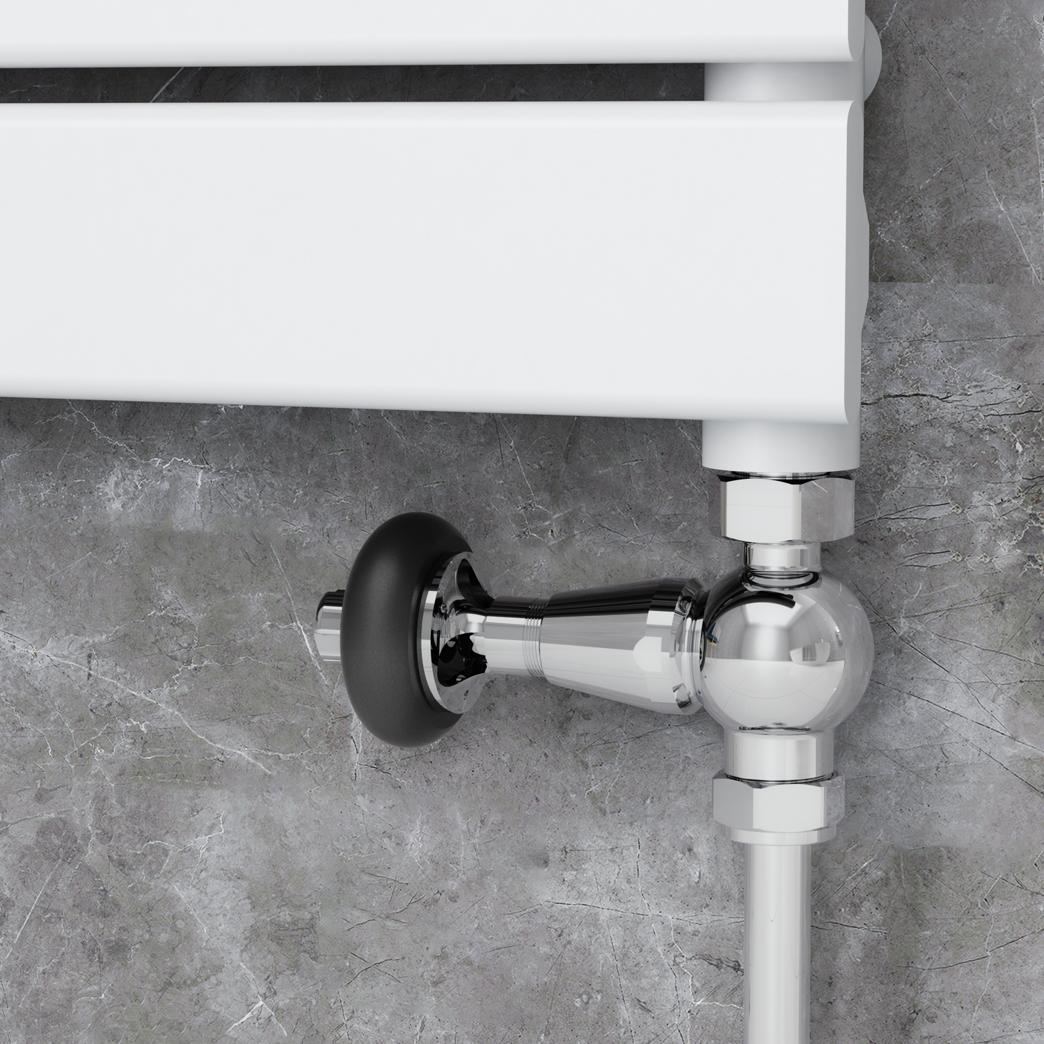 Image of Maesta Maesta Chrome Traditional TRV Straight Thermostatic Radiator Valves With Lockshield Chrome 13.4 x 10.3 x 5.5 cm TRVT-ST-9CH
