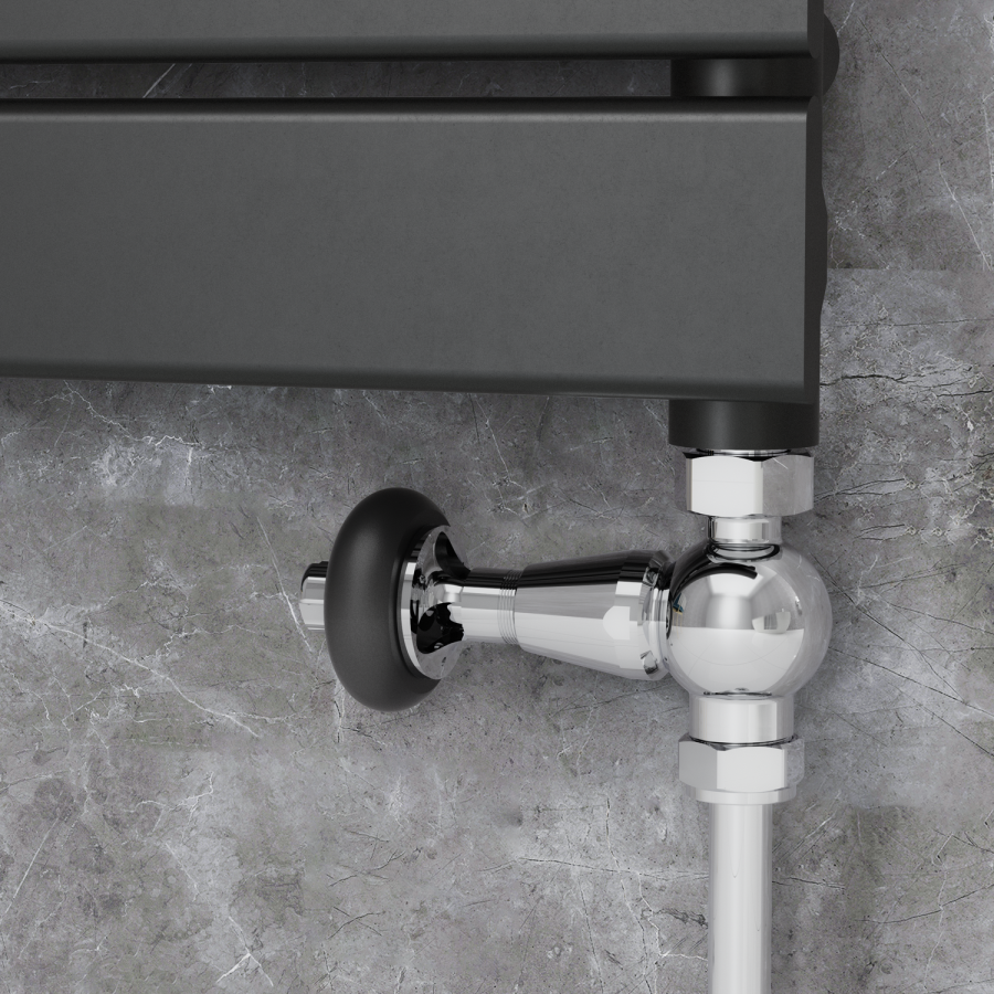 Elego Chrome Traditional TRV Straight Thermostatic Radiator Valves With Lockshield