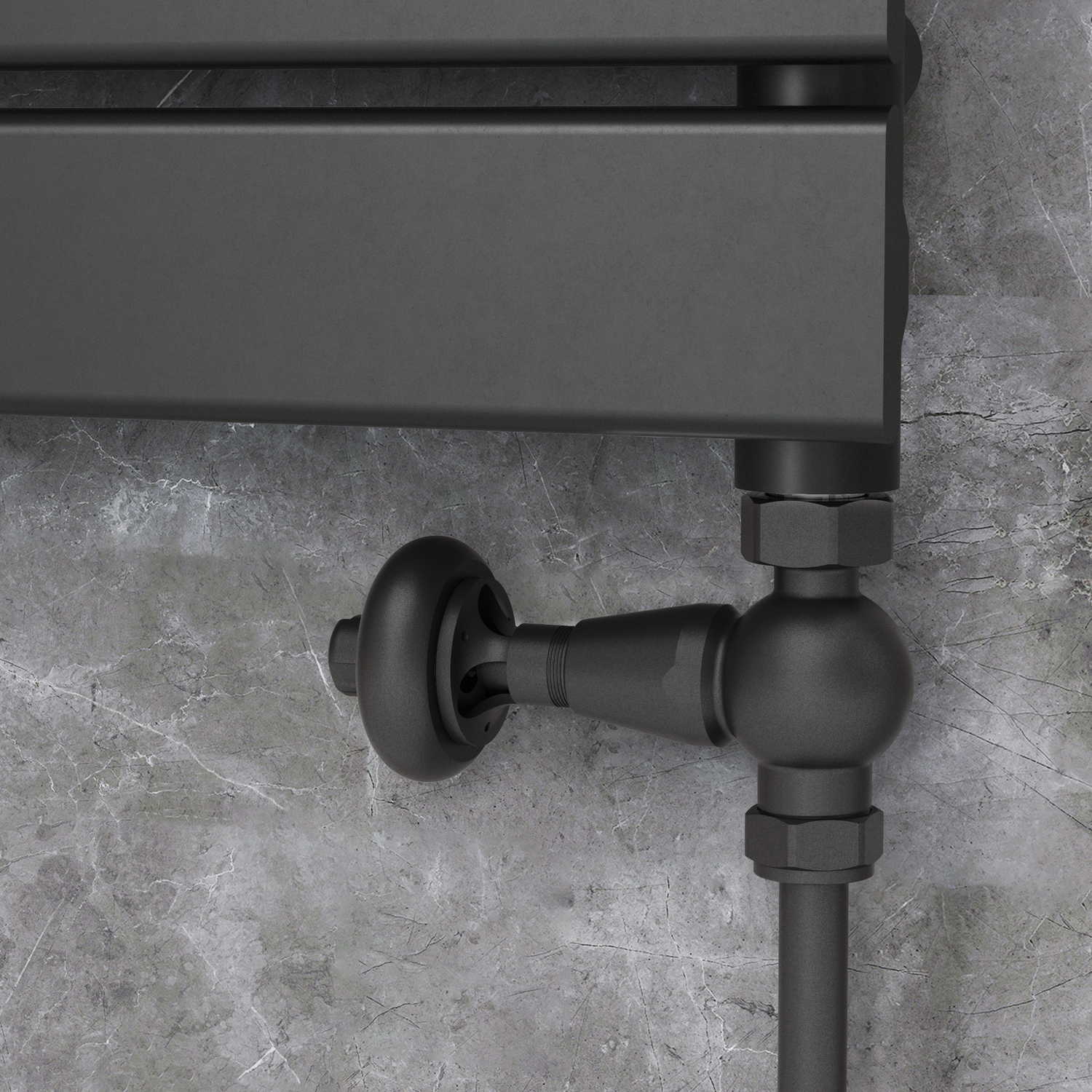 Maesta Black Matte Traditional Trv Straight Thermostatic Radiator Valves With Lockshield