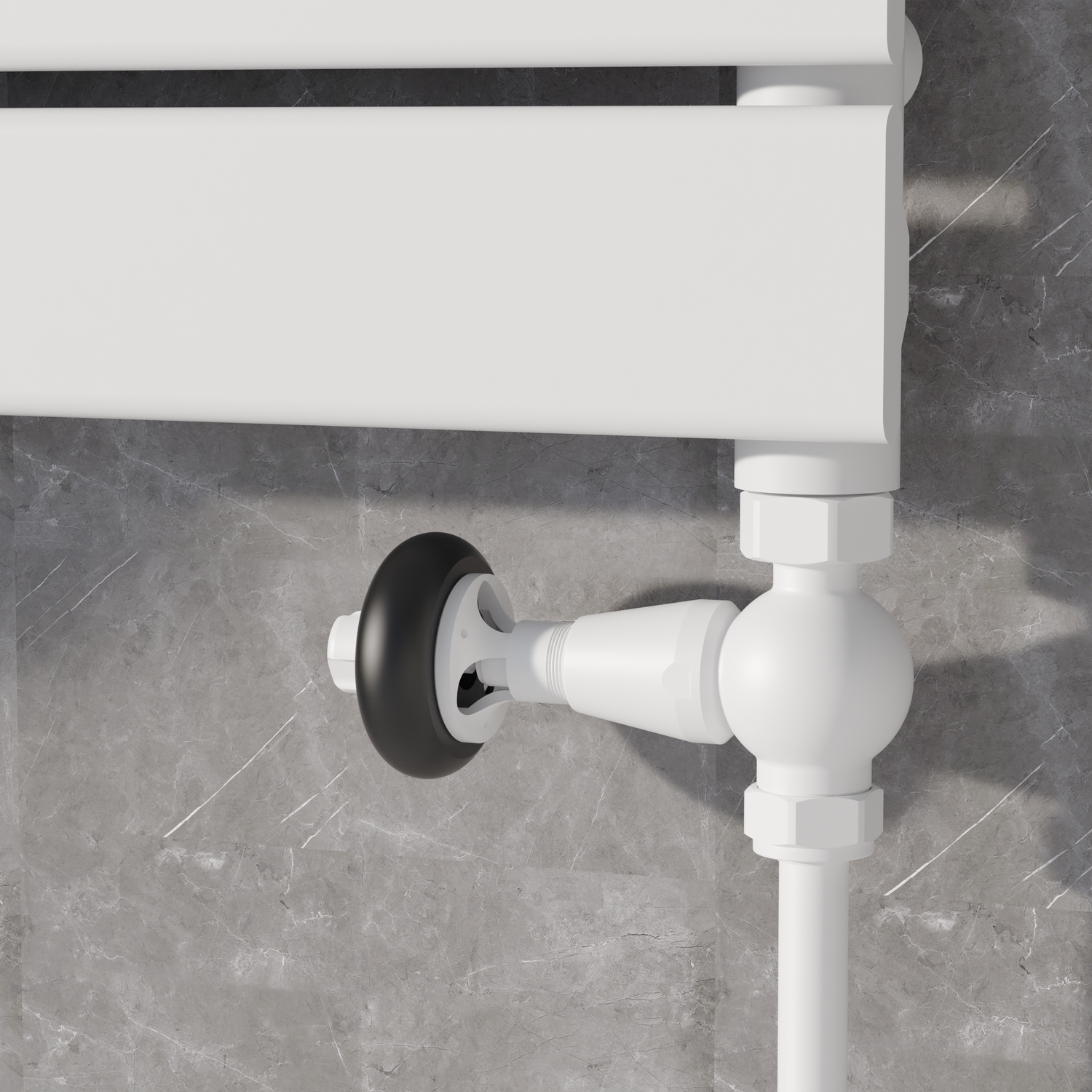 Maesta White Traditional Trv Straight Thermostatic Radiator Valves With Lockshield