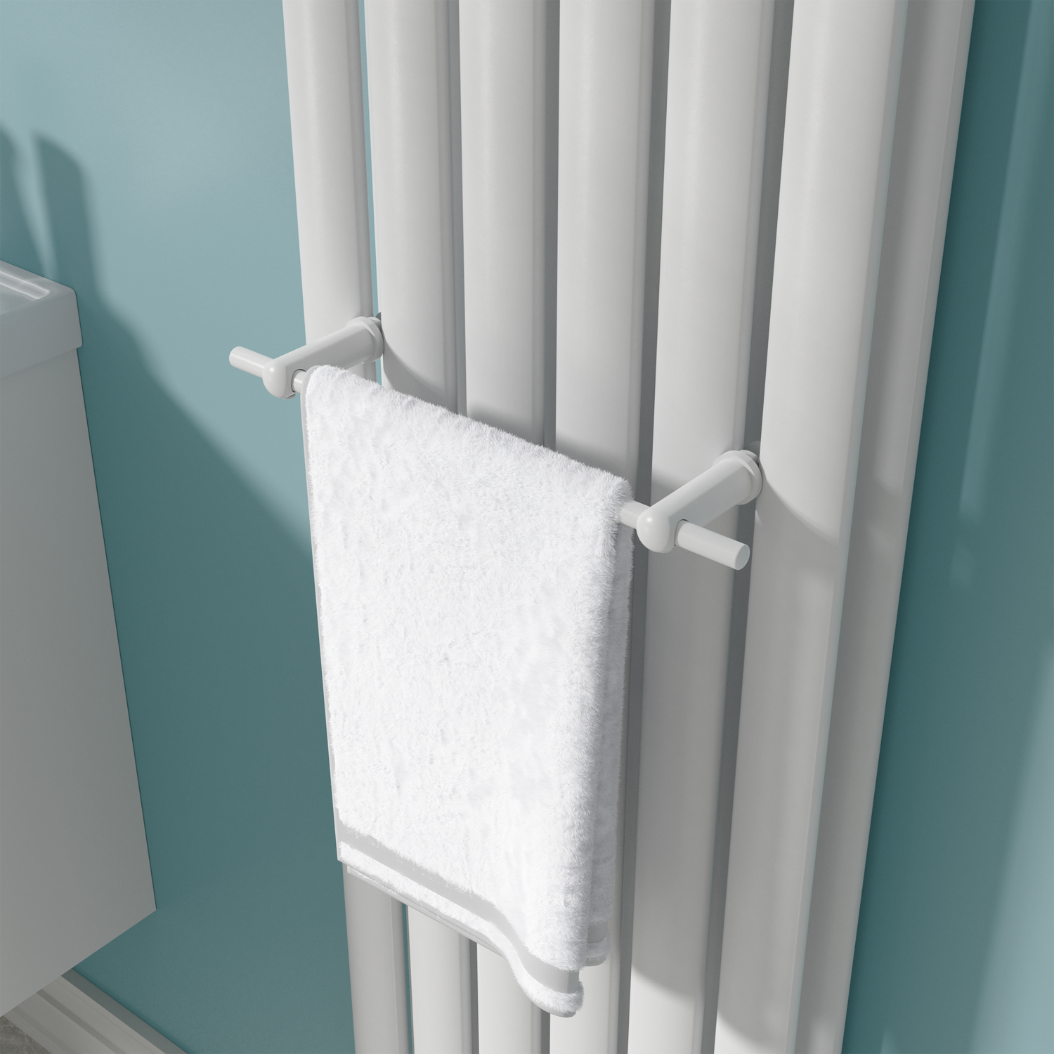 Image of Avero White Designer Towel Holder for Steel & Electric Radiators - 320mm White 4 x 3 x 32 cm TRW32