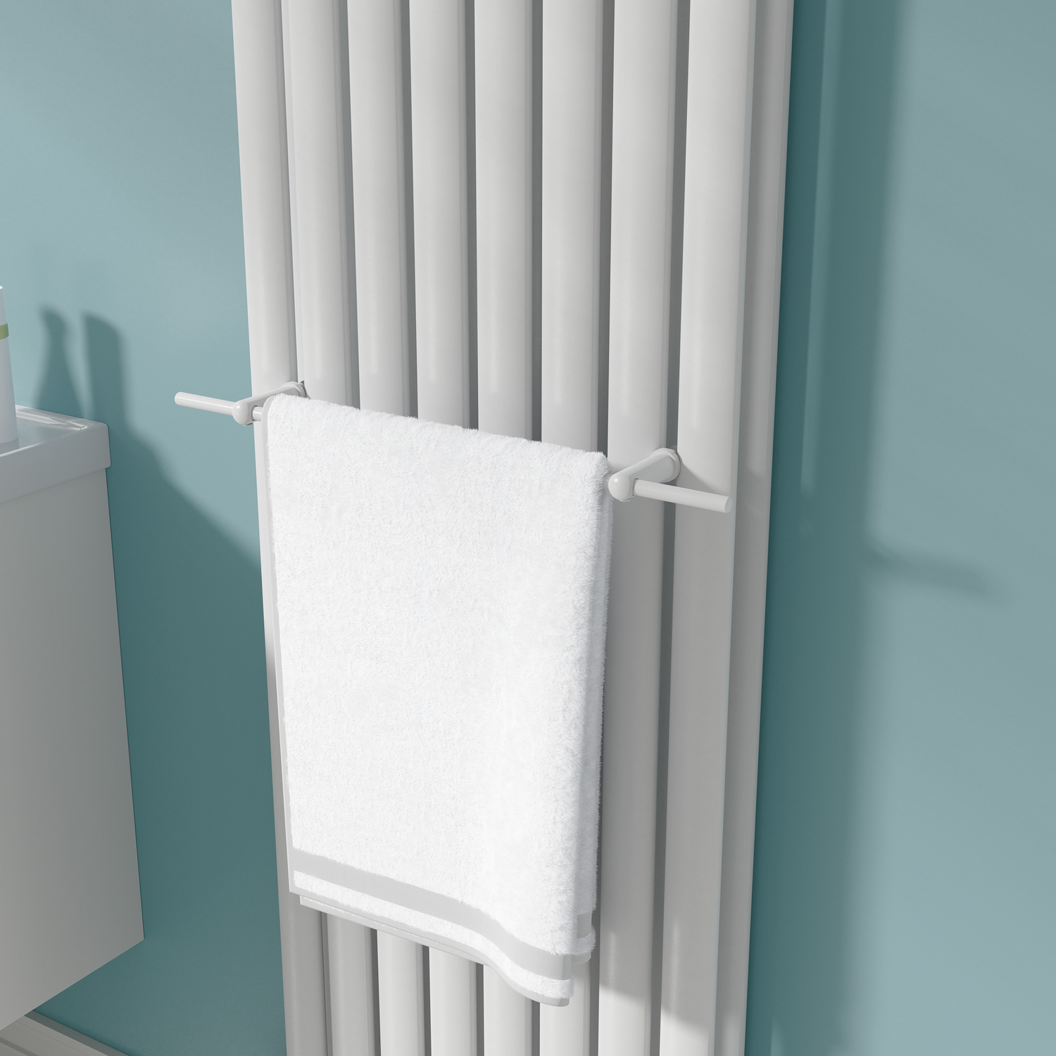 Avero White Designer Towel Holder For Steel & Electric Radiators - 520Mm