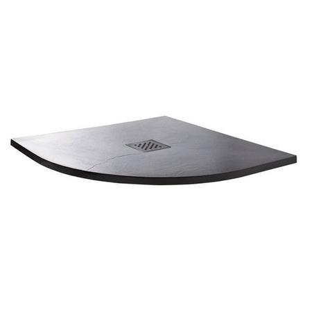 Claristone Anthracite Quadrant Slate Effect Shower Tray & Waste - 800 x 800mm