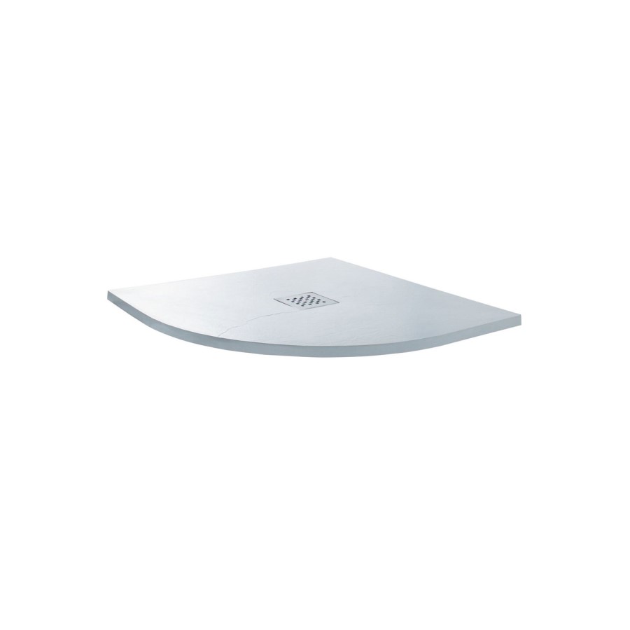 Claristone White Quadrant Slate Effect Shower Tray & Waste - 900 x 900mm