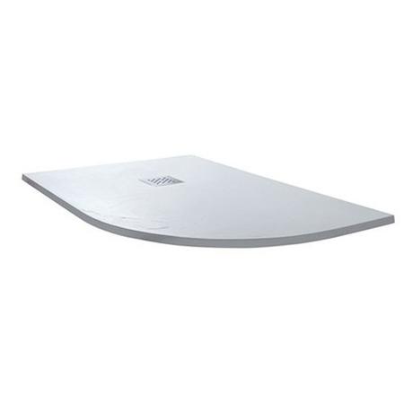 Claristone White Slate Effect Right Hand Quadrant Shower Tray & Waste - 1200 x 800mm