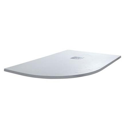 Claristone White Slate Effect Left Hand Quadrant Shower Tray & Waste - 1200 x 800mm 