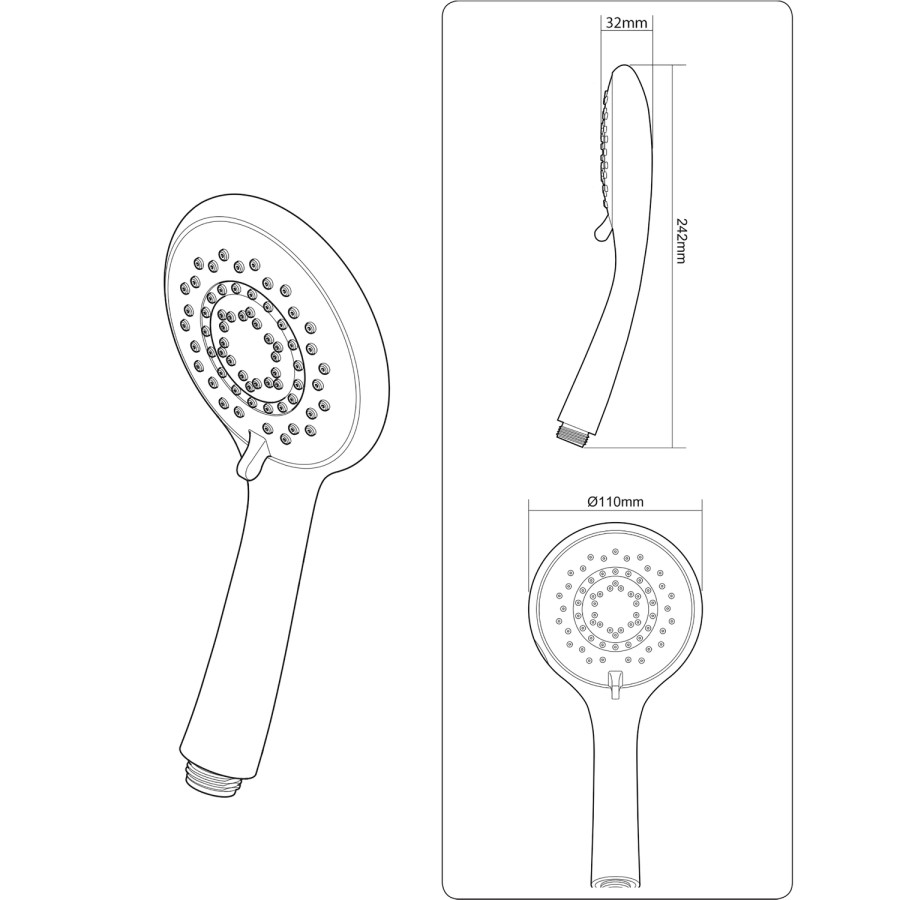 Triton 8000 Series 5 Spray Pattern Shower Head Handset - Chrome