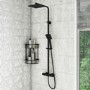 GRADE A1 - Black Square Thermostatic Mixer Shower Set with Exposed Valve - Zana