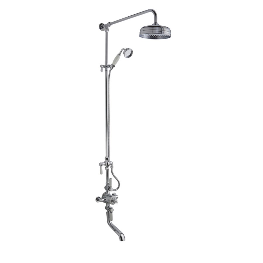 Hudson Reed White Topaz Triple Thermostatic Shower Valve With Rigid Riser