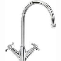 CDA Chrome Twin Lever Monobloc Kitchen Tap