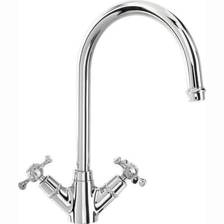 CDA Chrome Twin Lever Monobloc Kitchen Tap