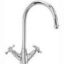 CDA Chrome Twin Lever Monobloc Kitchen Tap