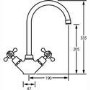 CDA Chrome Twin Lever Monobloc Kitchen Tap