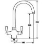 CDA Chrome Twin Lever Traditional Quarter Turn Monobloc Kitchen Tap