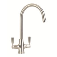 Refurbished CDA TT41NI Nickel Twin Lever Swan Neck Monobloc Kitchen Tap