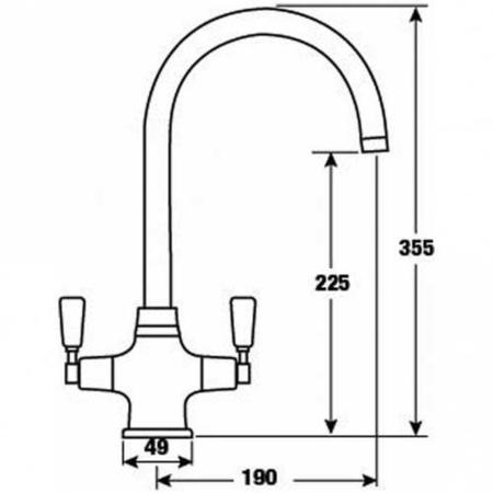 Refurbished CDA TT41NI Nickel Twin Lever Swan Neck Monobloc Kitchen Tap