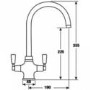 Refurbished CDA TT41NI Nickel Twin Lever Swan Neck Monobloc Kitchen Tap